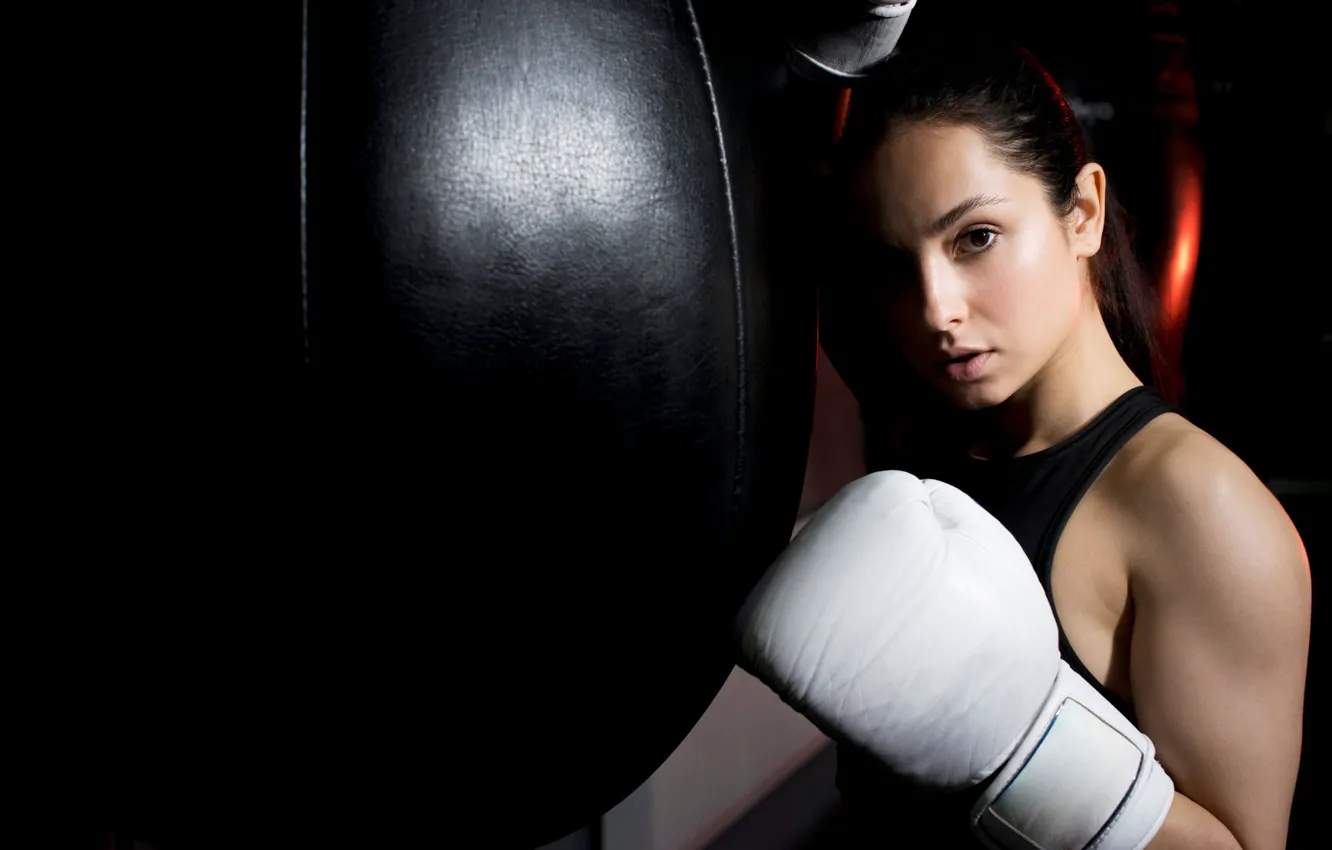 Photo wallpaper look, pose, Boxing, pear, glove, stand, boxing, training
