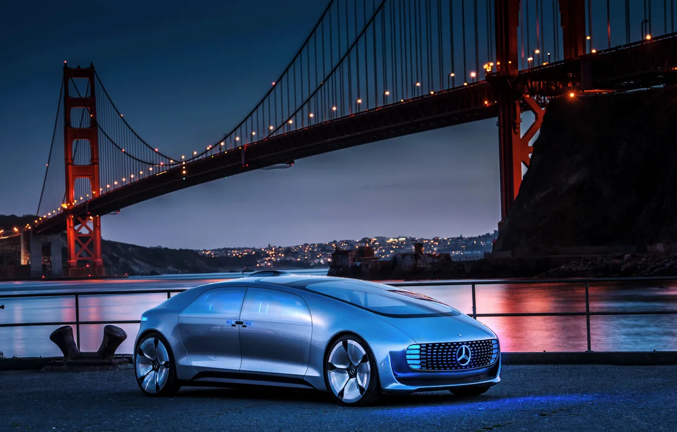Photo wallpaper lights, Mercedes-Benz, the evening, Mercedes, 2015, F 015, Luxury in Motion