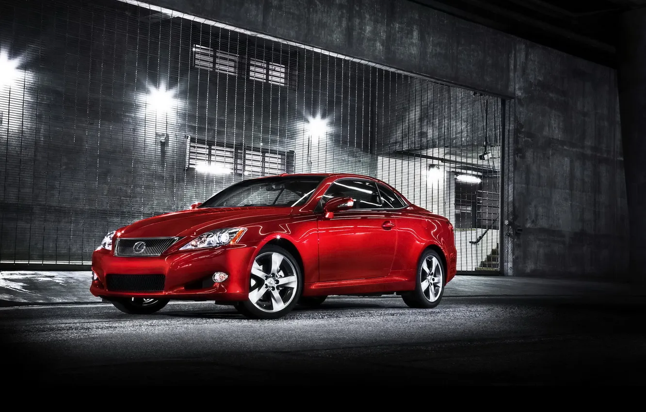 Photo wallpaper machine, night, red, cars, lights, cars, Lexus ISC 250C