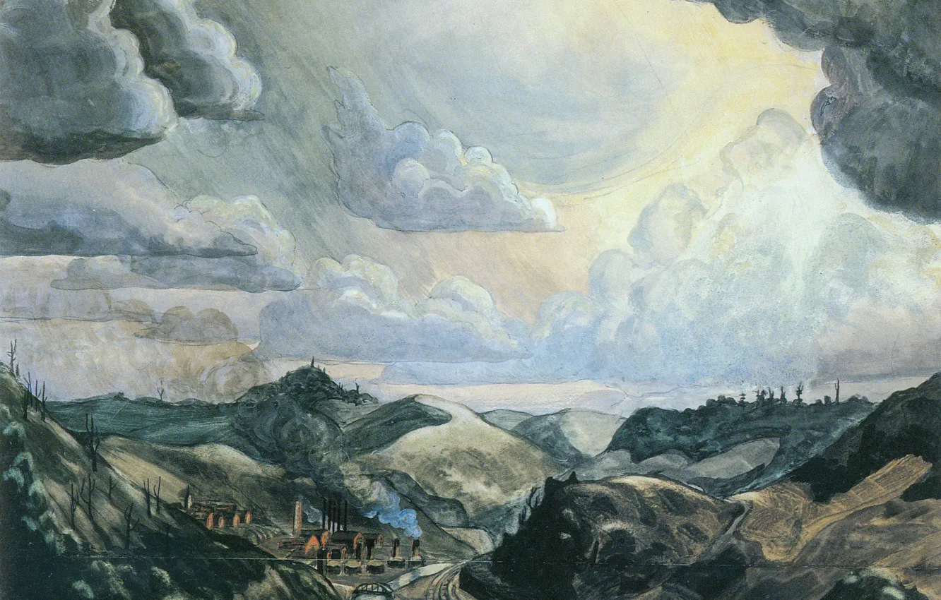 Photo wallpaper 1920, Charles Ephraim Burchfield, Storm Over Irondale
