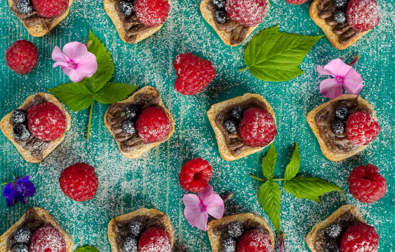 Photo wallpaper berries, chocolate, nuts, dessert, pronoe