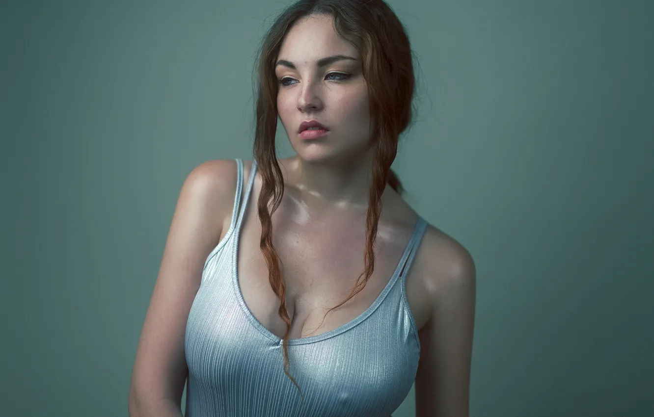 Photo wallpaper sadness, girl, face, background, hair