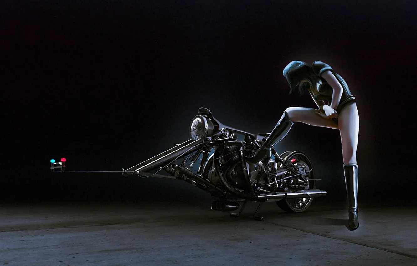 Photo wallpaper girl, figure, police, motorcycle