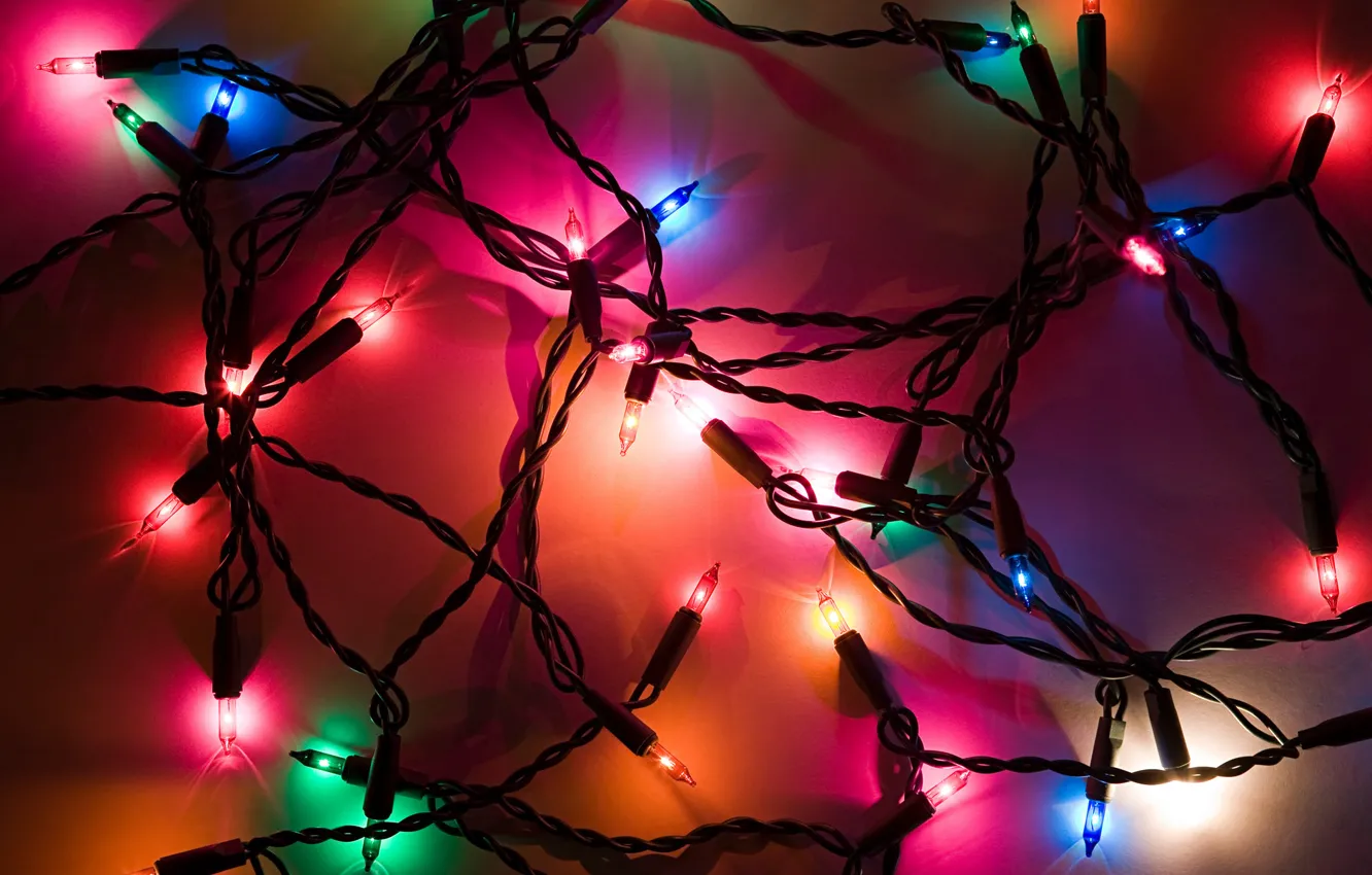 Photo wallpaper color, wire, garland