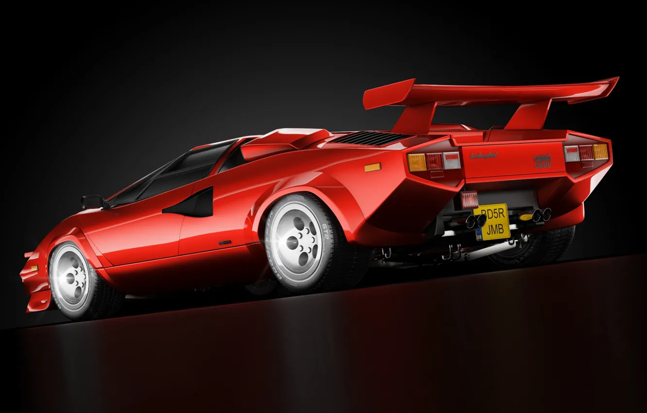 Photo wallpaper Red, Auto, Minimalism, Lamborghini, Retro, Machine, Art, Supercar