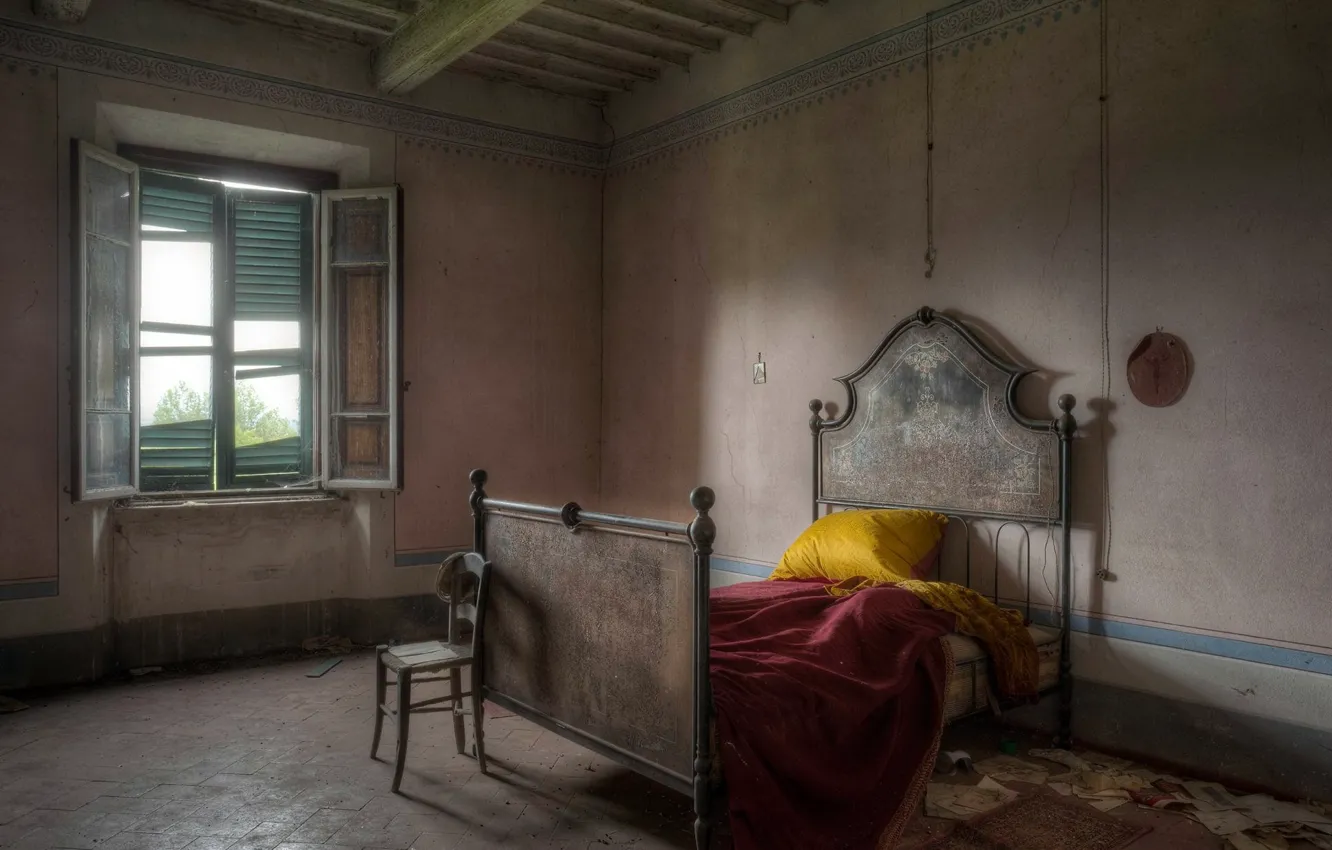 Photo wallpaper bed, window, chair