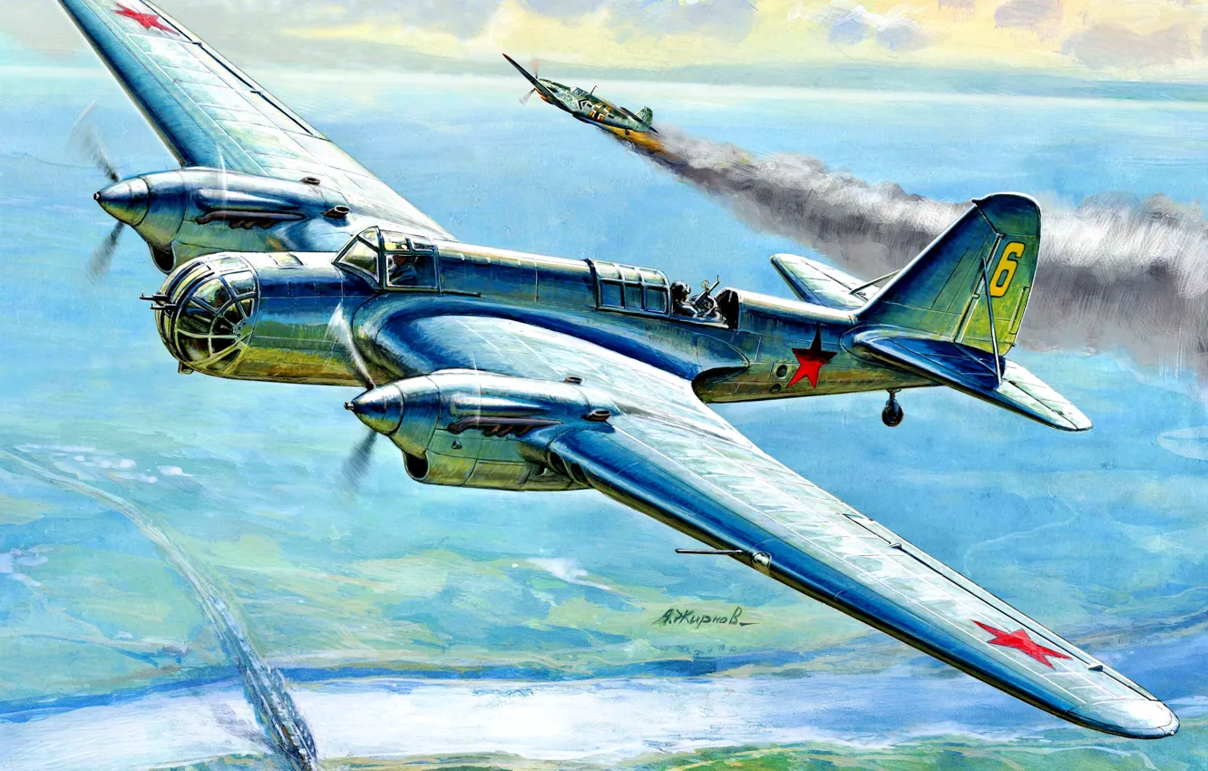 Photo wallpaper bomber, frontline, Soviet, speed, WWII, THE RED ARMY AIR FORCE, SB-2