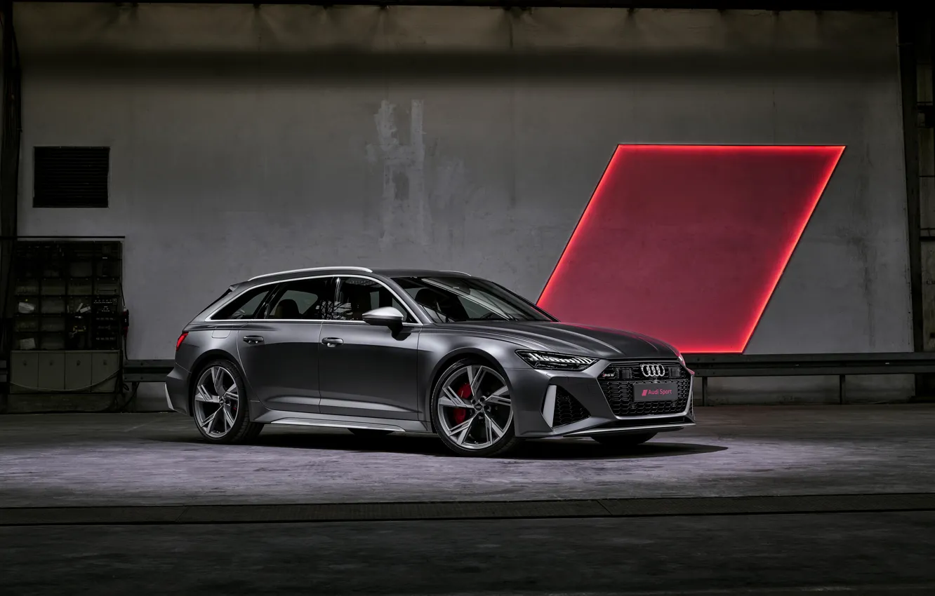 Photo wallpaper light, Audi, universal, RS 6, 2020, 2019, dark gray, V8 Twin-Turbo