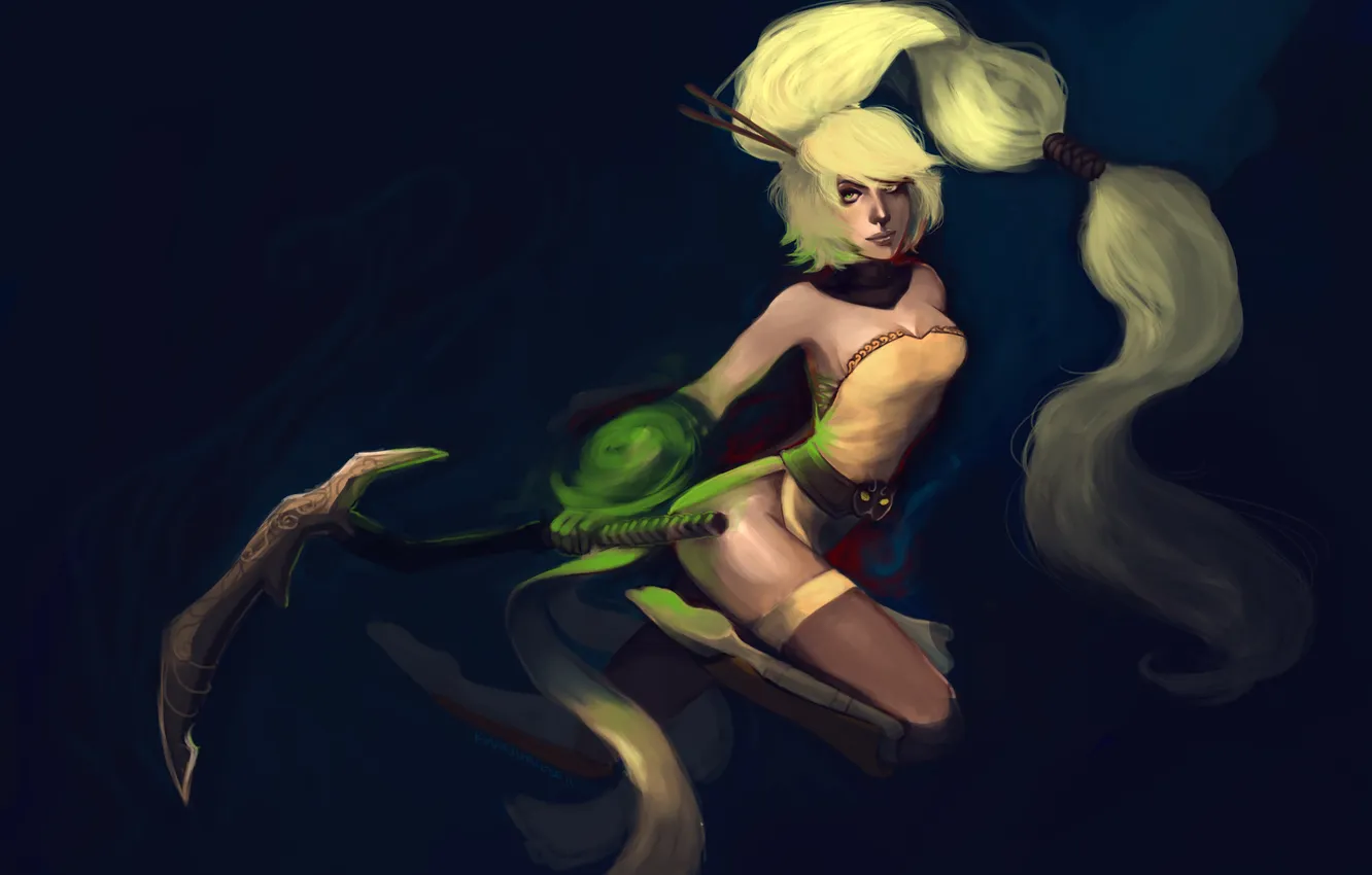 Photo wallpaper look, girl, face, weapons, hair, the game, art, long