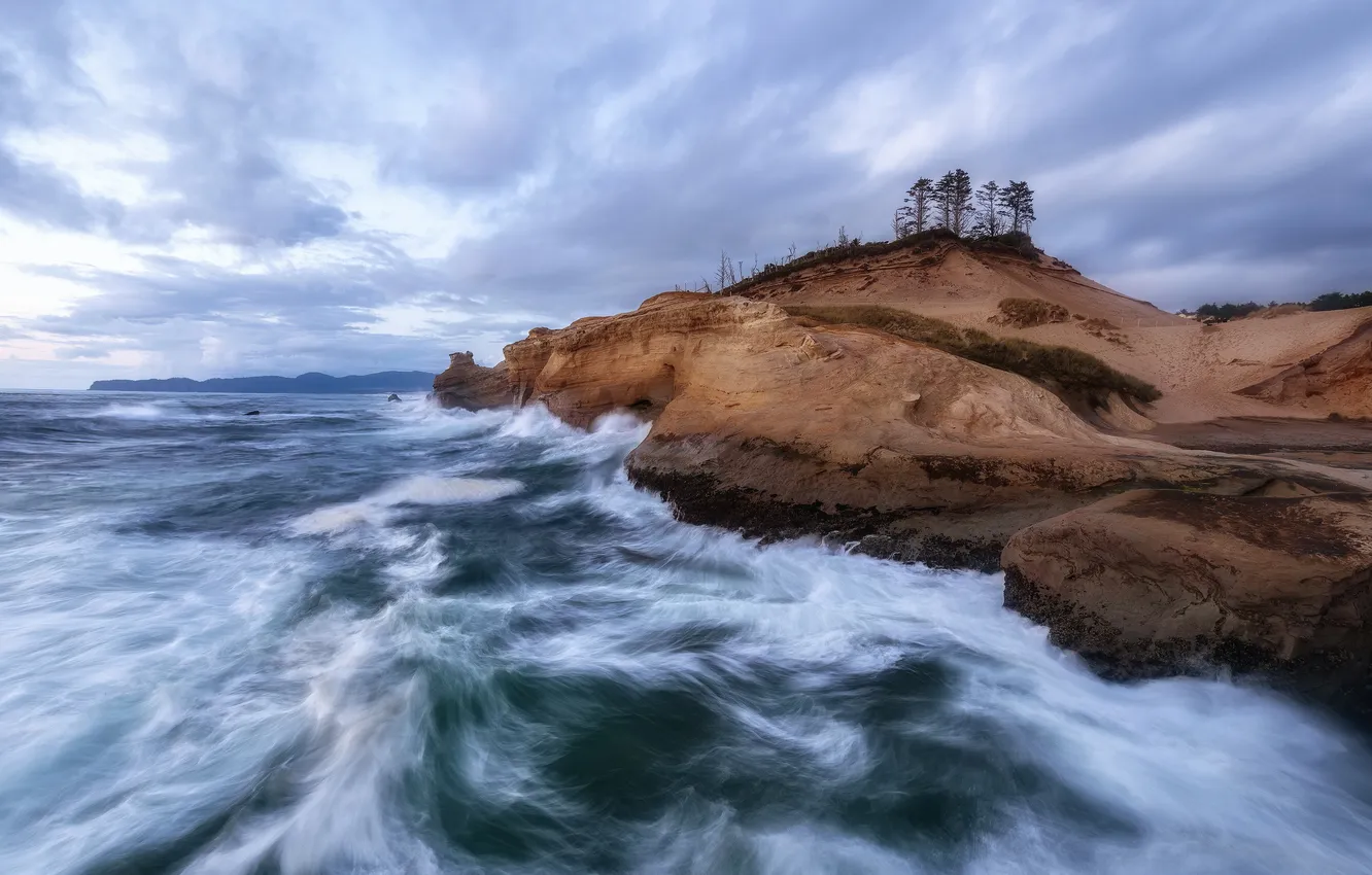 Photo wallpaper Oregon, landscape, post processing, Churn - Cape Kiwanda