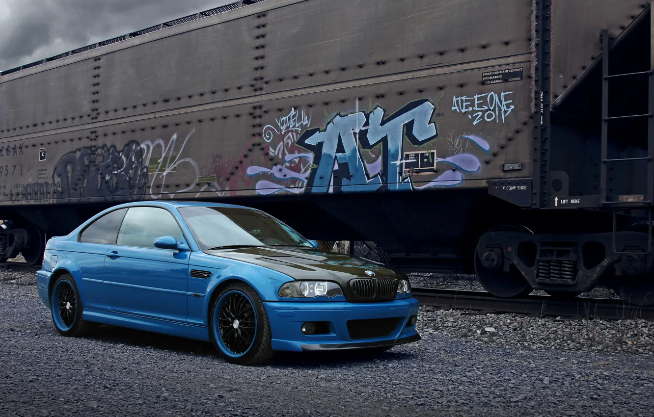 Photo wallpaper Carbon, Blue, E46, Wheels, M3