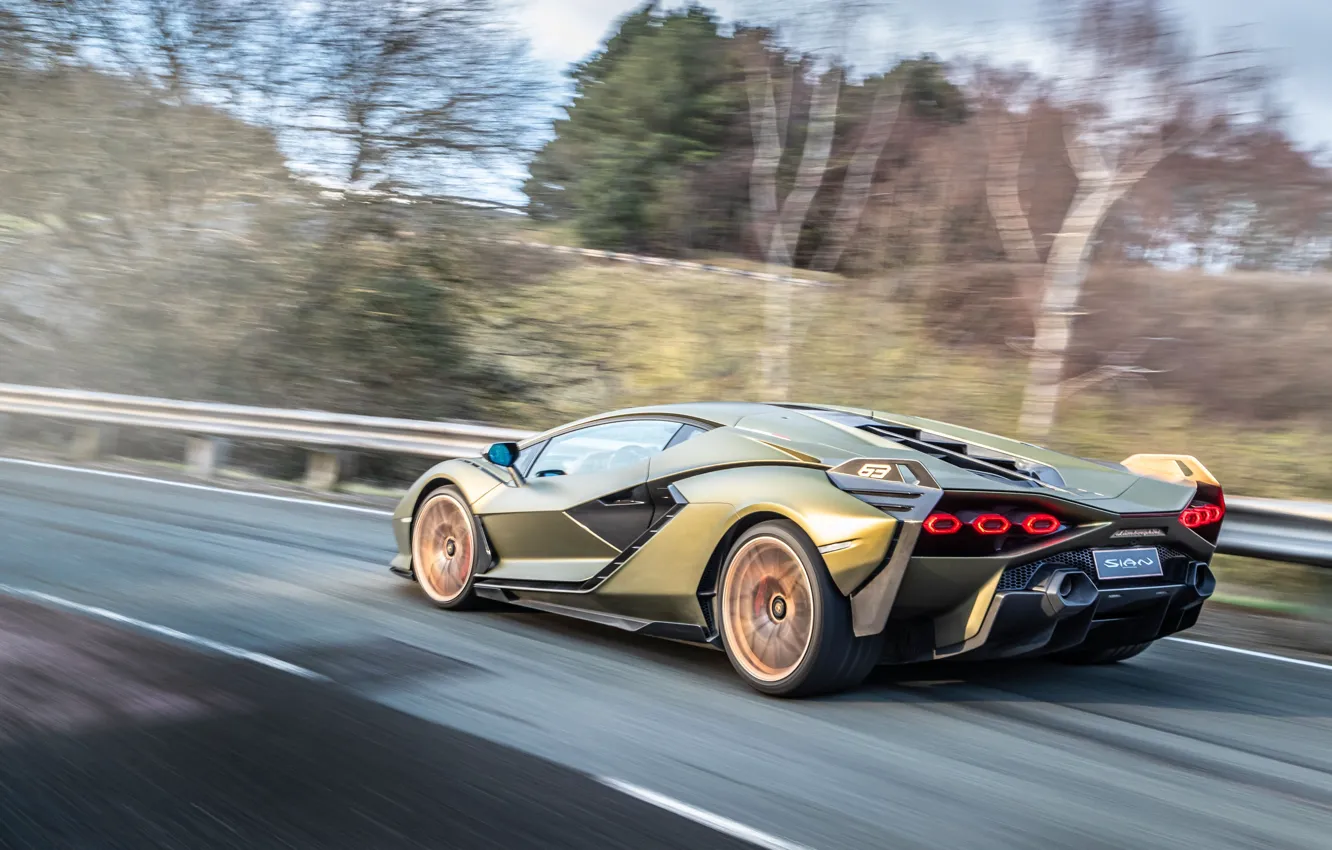 Photo wallpaper Lamborghini, road, speed, lambo, Sian, Lamborghini Sian