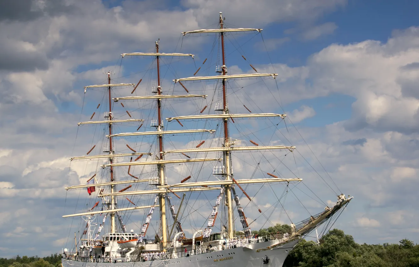 Photo wallpaper the sky, shore, ship, sailing, The Gift Of Youth