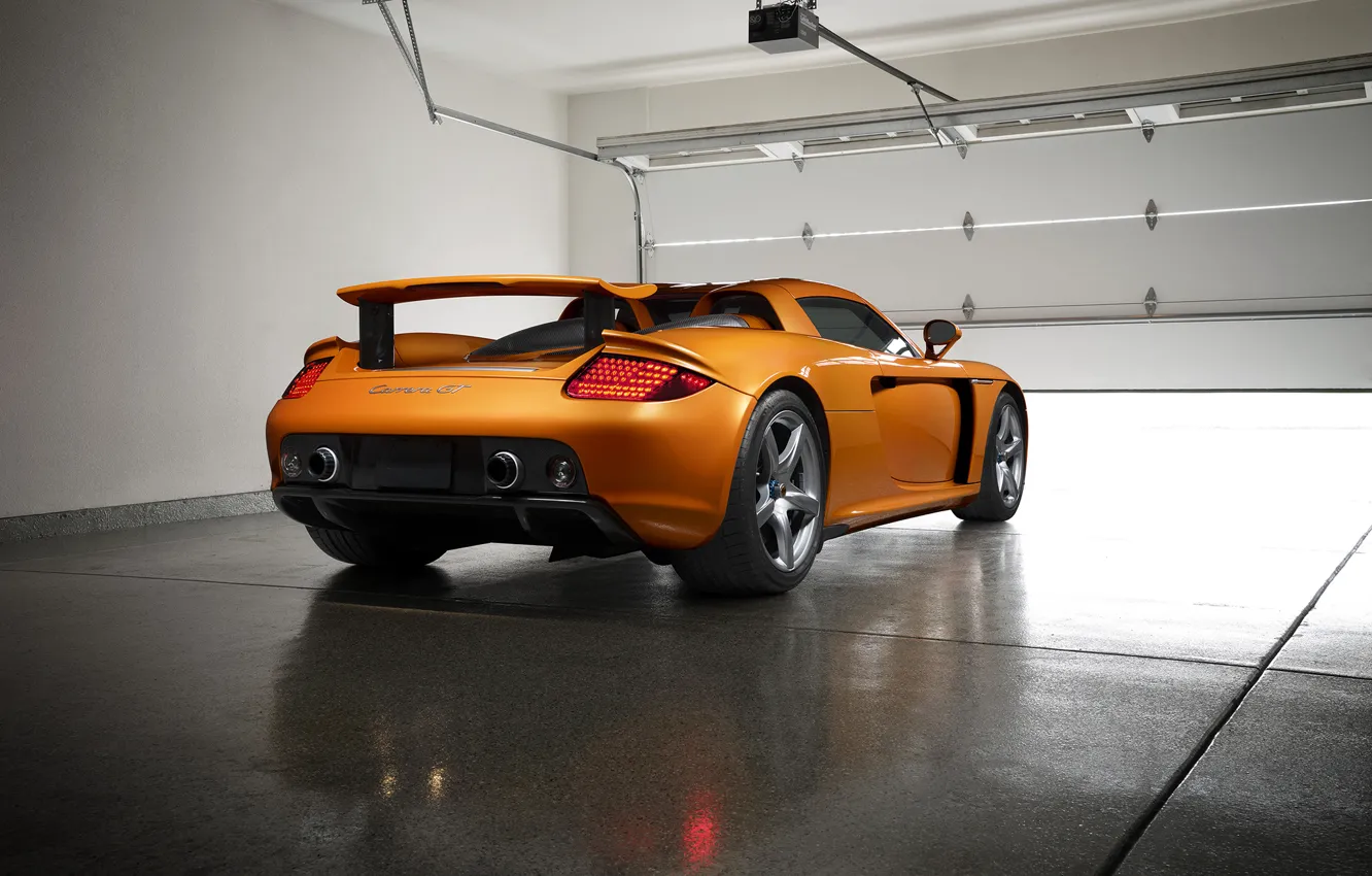 Photo wallpaper Porsche, Orange, Carrera, Supercar, Garage, Exotic, Borealis, Rear
