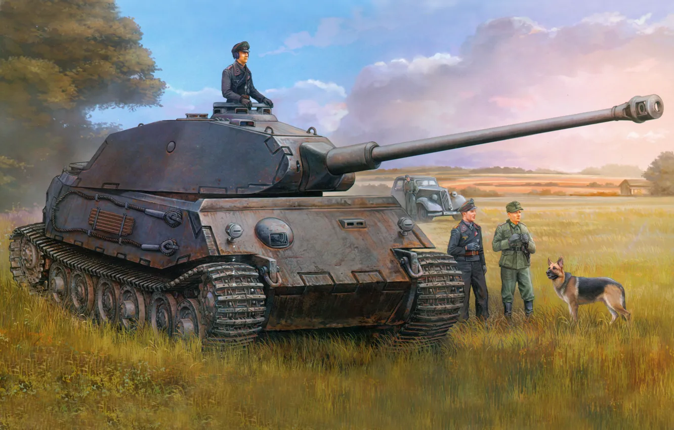 Photo wallpaper Figure, Porsche, Tank, German, Heavy, Type 180, Ausf A, Panzerkampfwagen