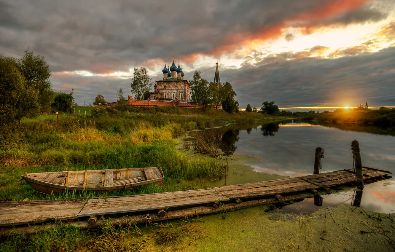 Photo wallpaper sunset, Russia, village of Dunilovo