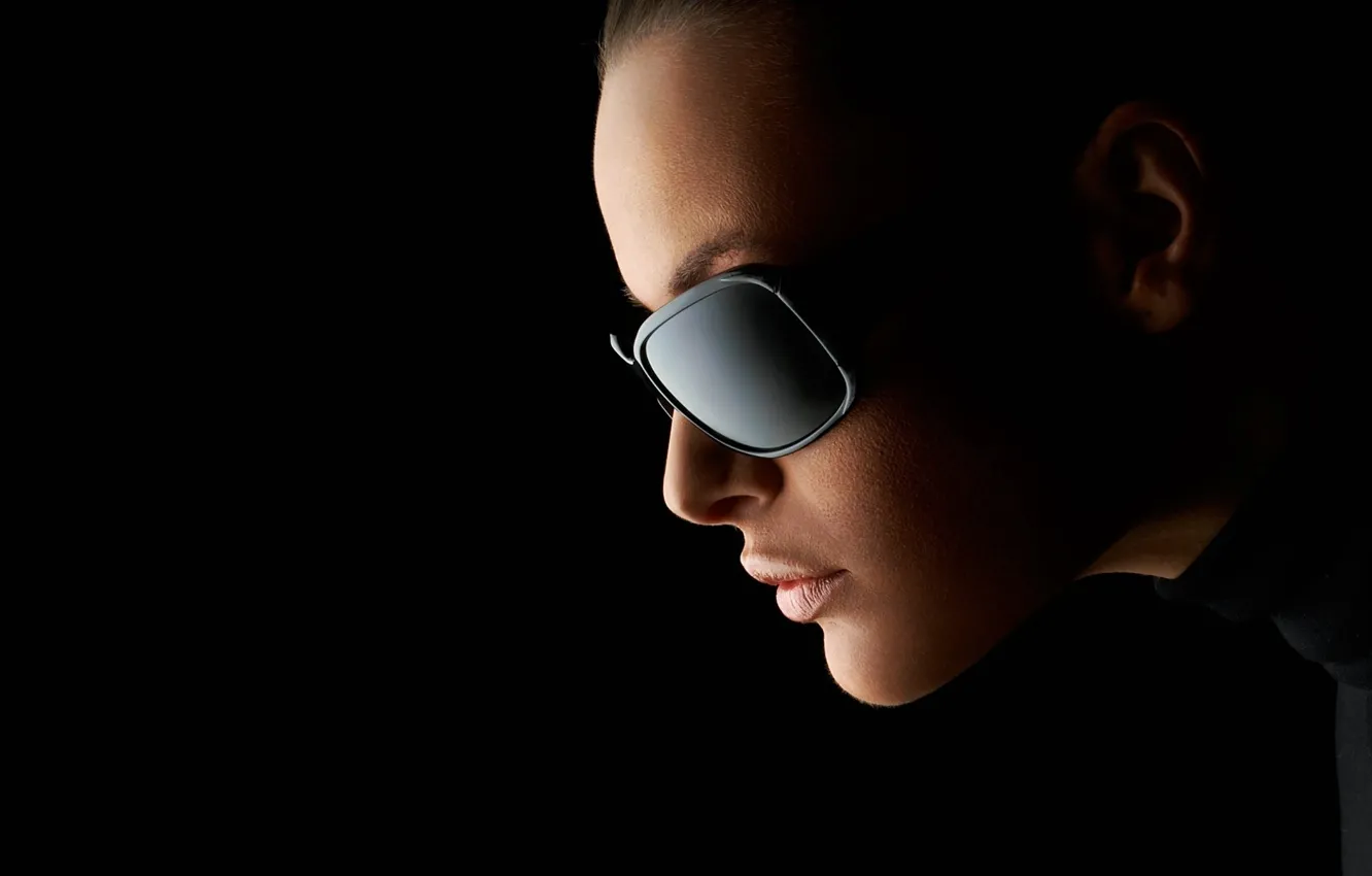 Photo wallpaper dark, woman, mood, serious, sunglasses