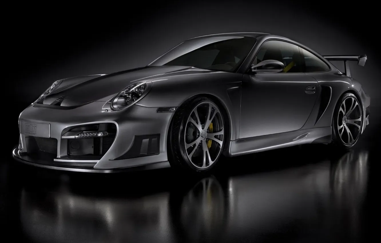 Photo wallpaper grey, background, Porsche, spoiler, drives, Super