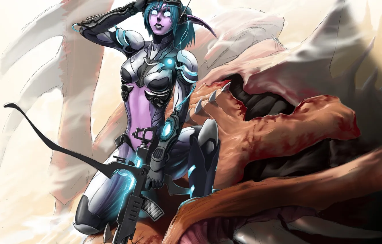 Photo wallpaper weapons, blood, armor, starcraft, World of Warcraft, elf, Ghost, Zerg