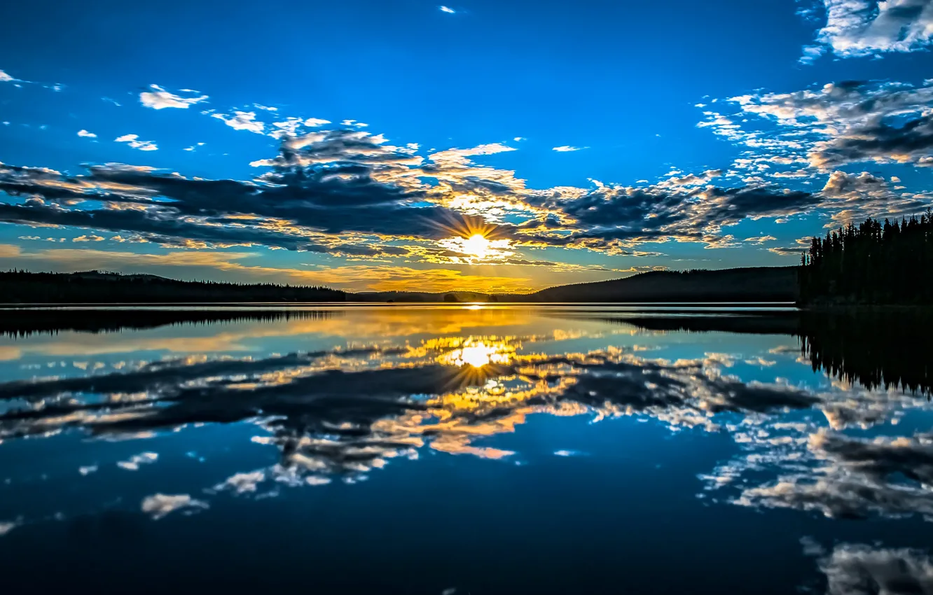 Photo wallpaper lake, reflection, sunrise, dawn, morning, Canada, Canada, British Columbia