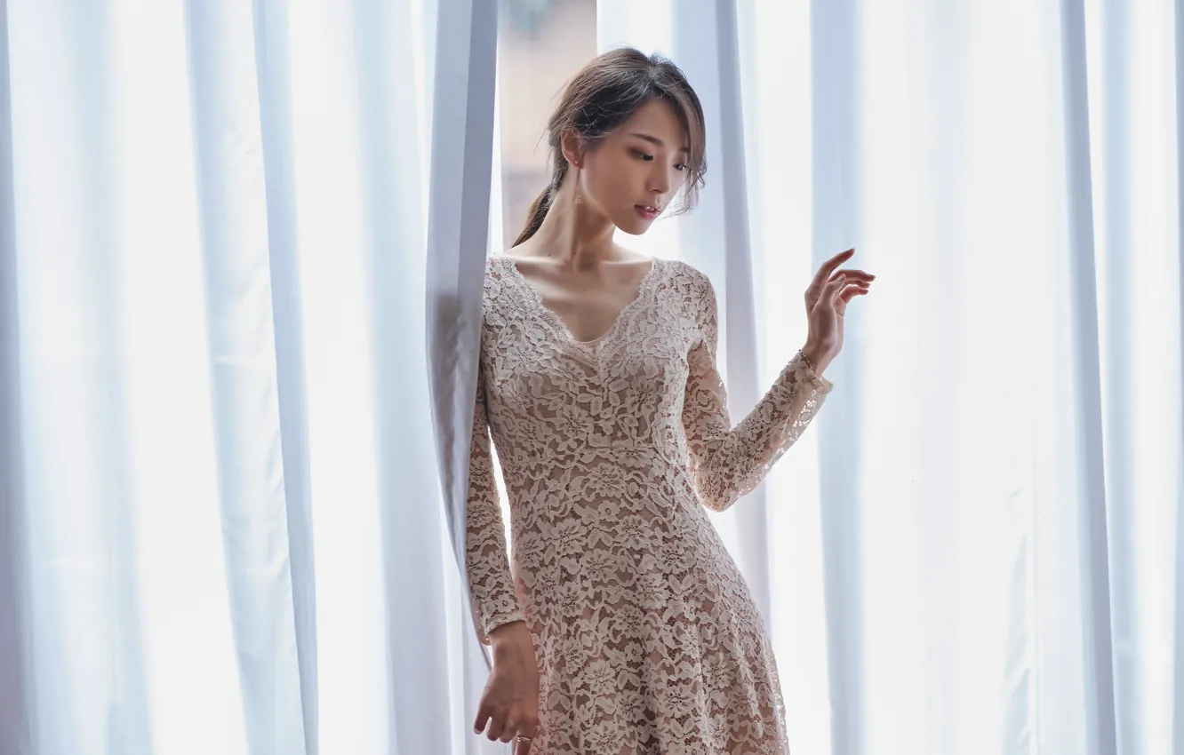 Photo wallpaper girl, background, Asian