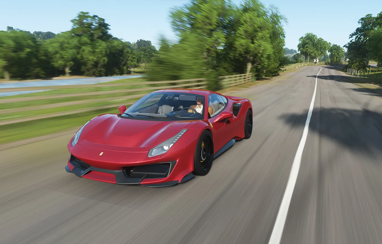 Photo wallpaper car, road, trees, Racing, Forza Horizon, forza, CGI, video games