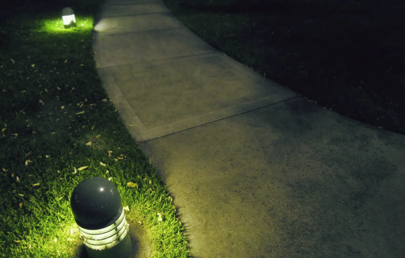 Photo wallpaper grass, lawn, lantern