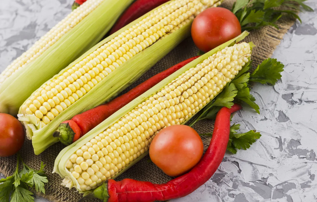 Photo wallpaper corn, the cob, corn grains