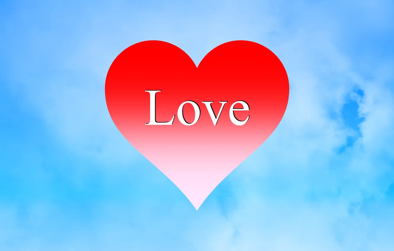 Photo wallpaper love, Wallpaper, heart, love, i love you, red heart, display background, In the clouds