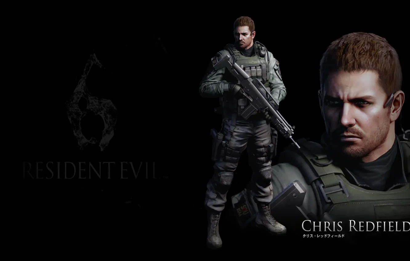 Photo wallpaper black background, Resident evil, Resident Evil 6, Chris Redfield, Chris Redfield