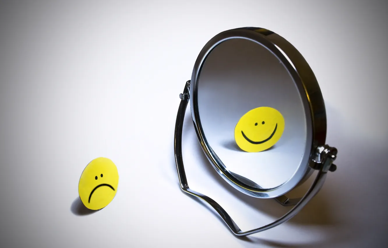 Photo wallpaper mirror, Smiley, smile