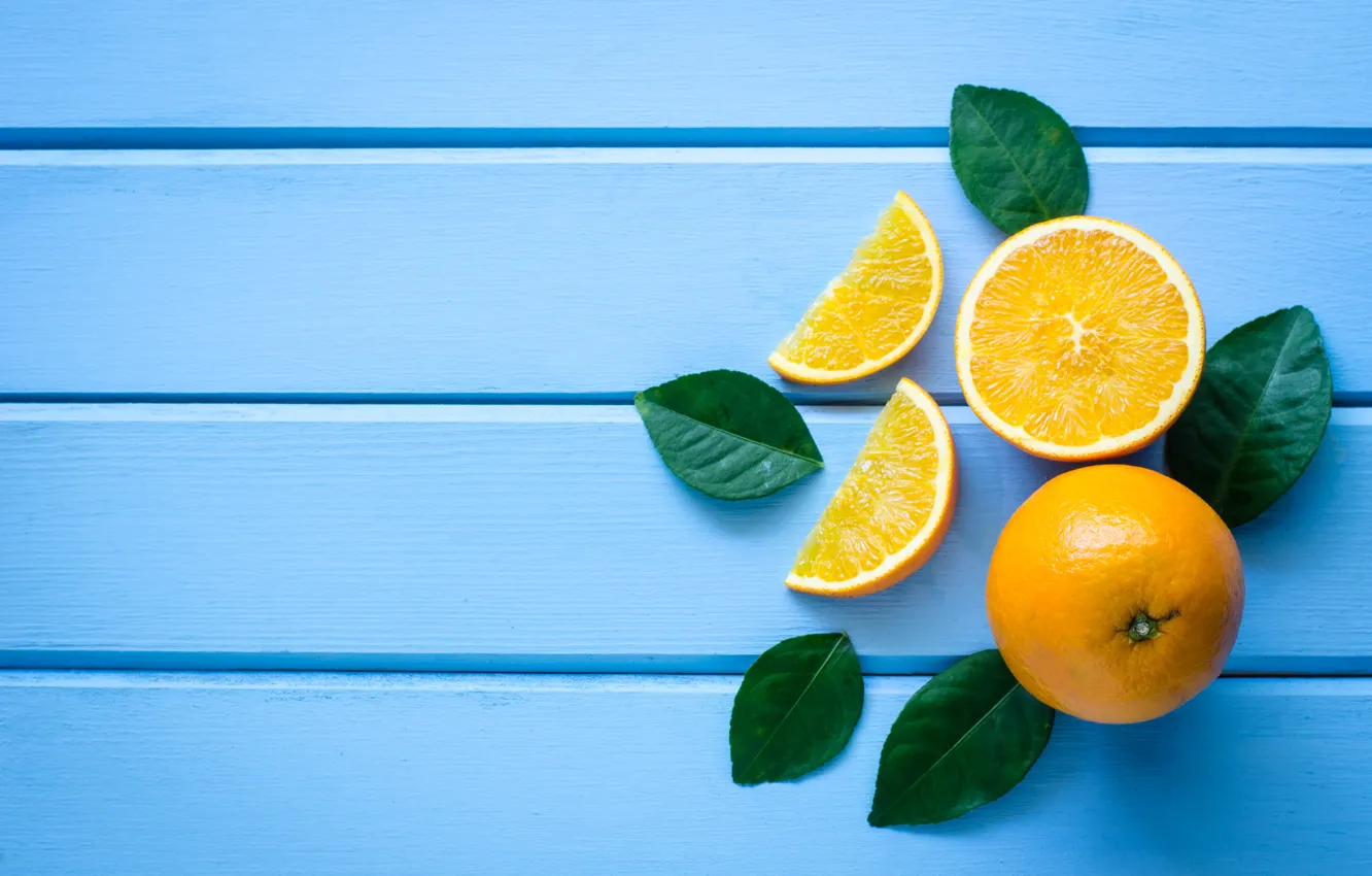 Photo wallpaper leaves, background, orange, citrus