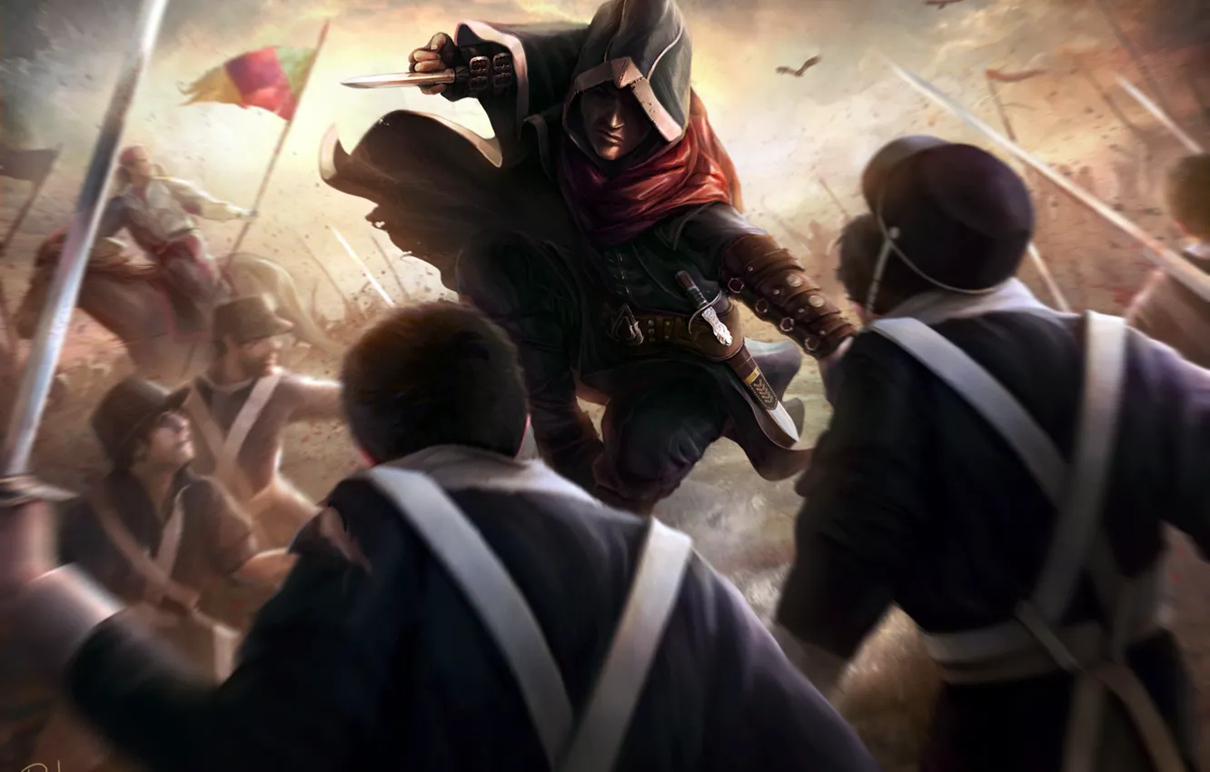 Photo wallpaper war, soldiers, assassin, Assassin's Creed
