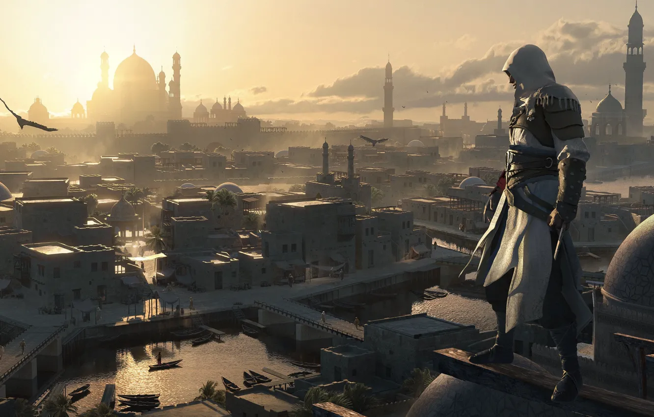 Photo wallpaper sunset, the city, the evening, Baghdad, Basim, Assassin’s Creed Mirage