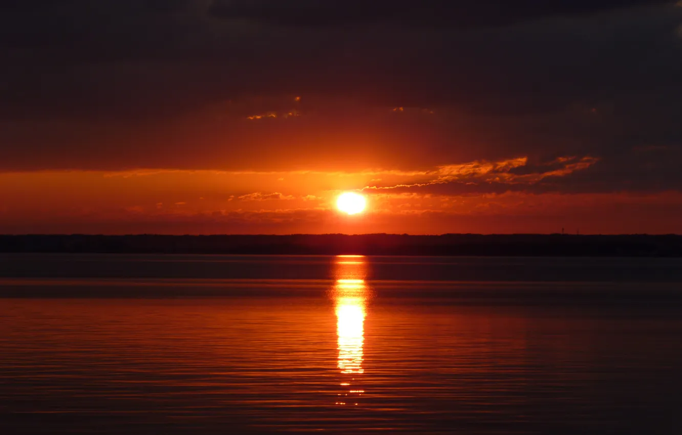 Photo wallpaper water, the sun, sunset, river