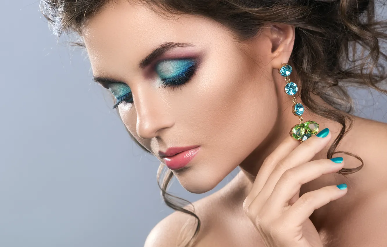 Photo wallpaper girl, model, makeup, hairstyle, earrings, manicure, Sergejs Rahunoks, @ Yeko Photo Studio