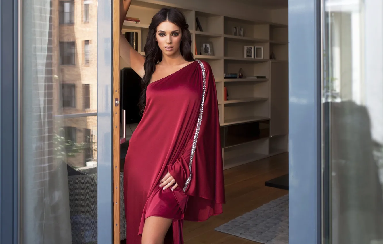 Photo wallpaper look, girl, pose, hair, dress, beautiful, apartment, Georgia Salpa