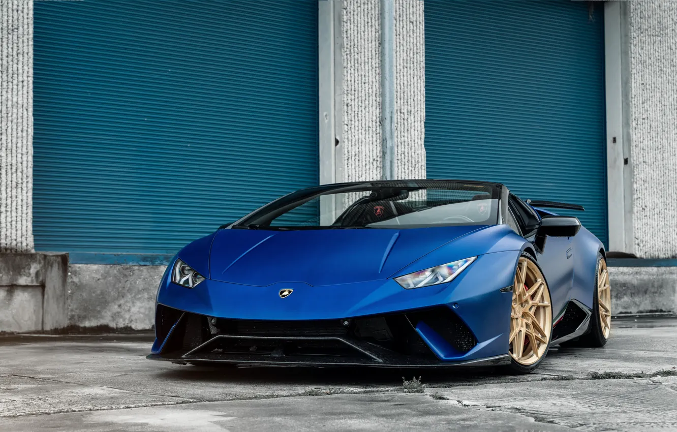 Photo wallpaper Lamborghini, blue, Spider, Supercar, Huracan, Huracan Spider