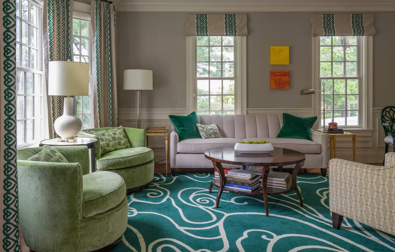 Photo wallpaper design, style, room, interior, Boston, living room, Lexington Green, Lexington Green