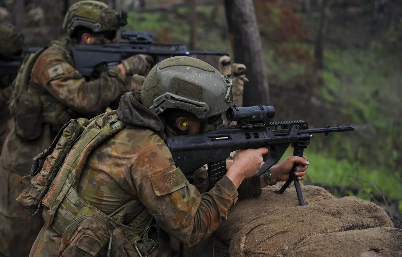 Photo wallpaper soldiers, shooting, equipment