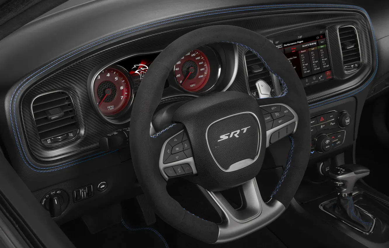 Photo wallpaper Dodge, salon, Charger, Hellcat, SRT, Widebody, 2019, Daytona 50th Anniversary