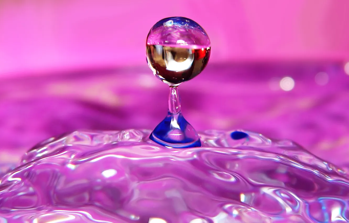 Photo wallpaper water, drops, movement, sphere