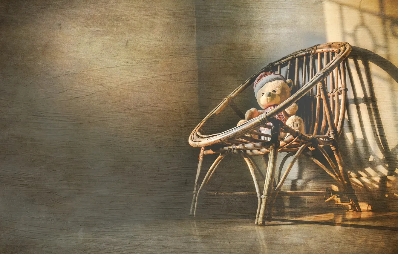 Photo wallpaper toy, texture, chair, bear, Teddy bear