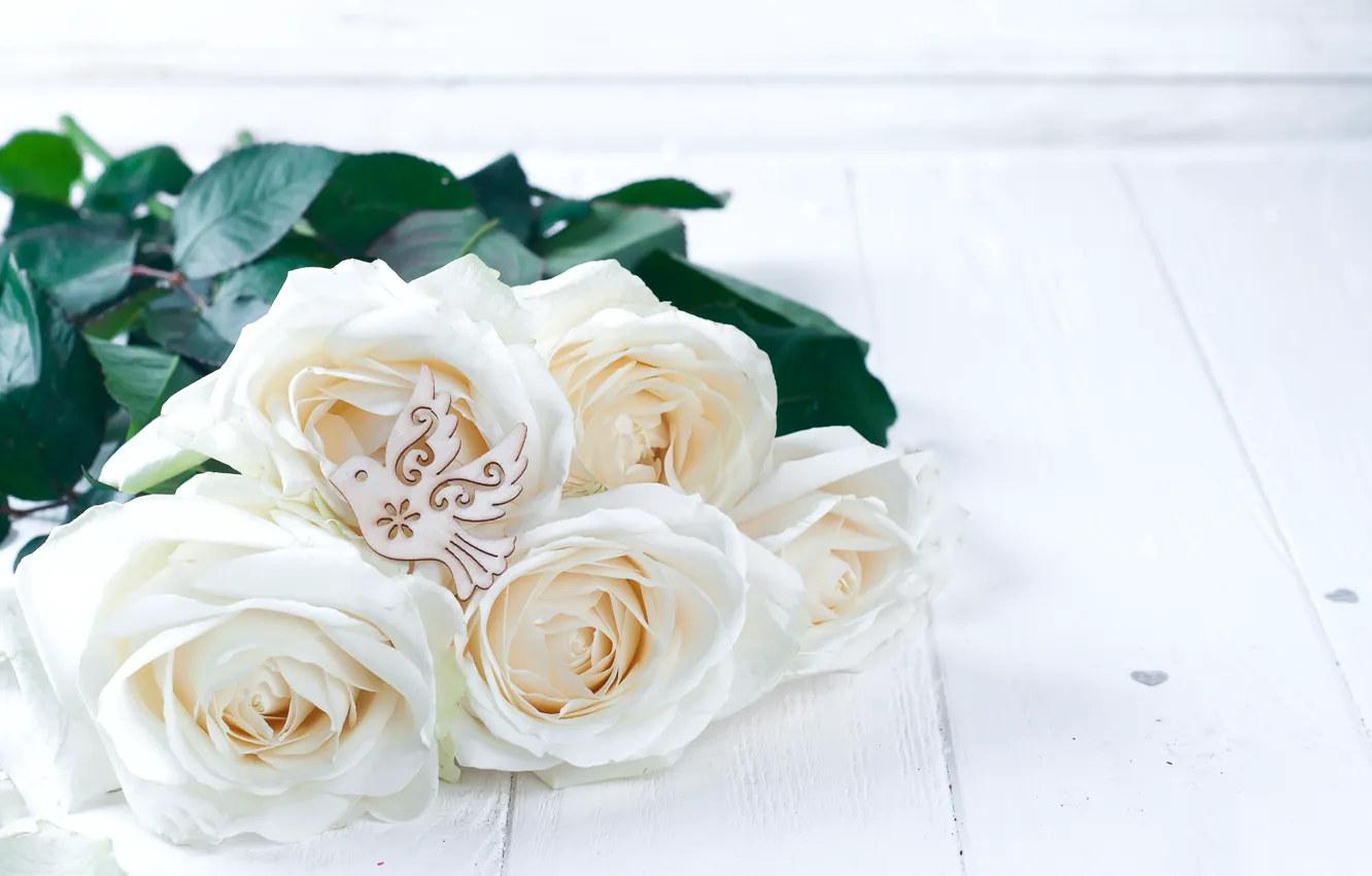 Photo wallpaper roses, bouquet, white, white, flowers, roses