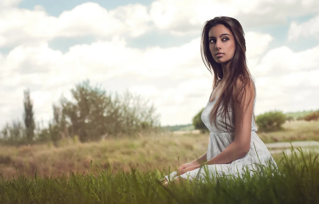 Photo wallpaper girl, nature, beauty