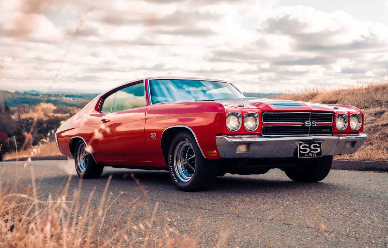 Photo wallpaper 1972, Chevrolet, Mid-sized automobile, Chevrolet Chevelle SS 454, Red, Mid-size car