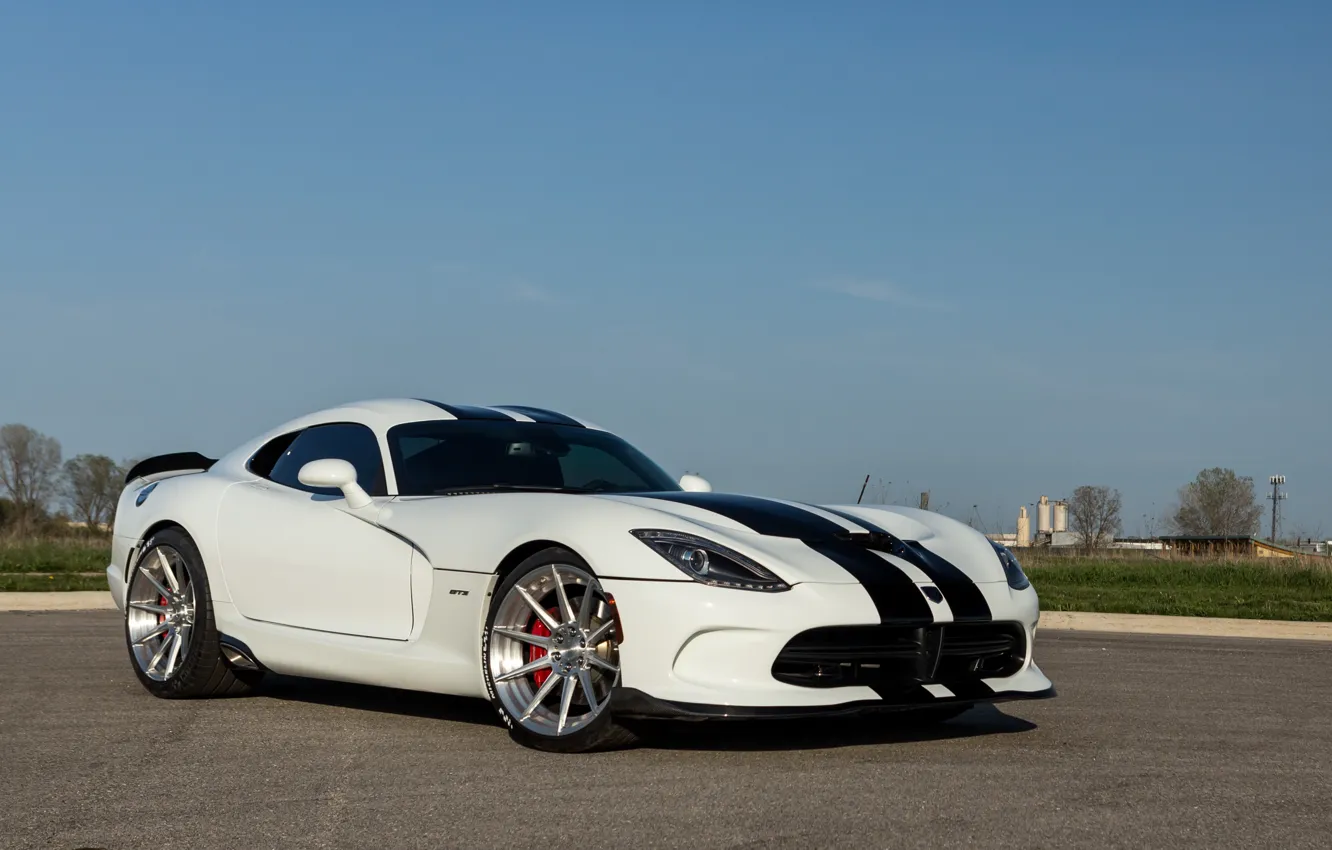 Photo wallpaper Dodge, white, black, viper, strips