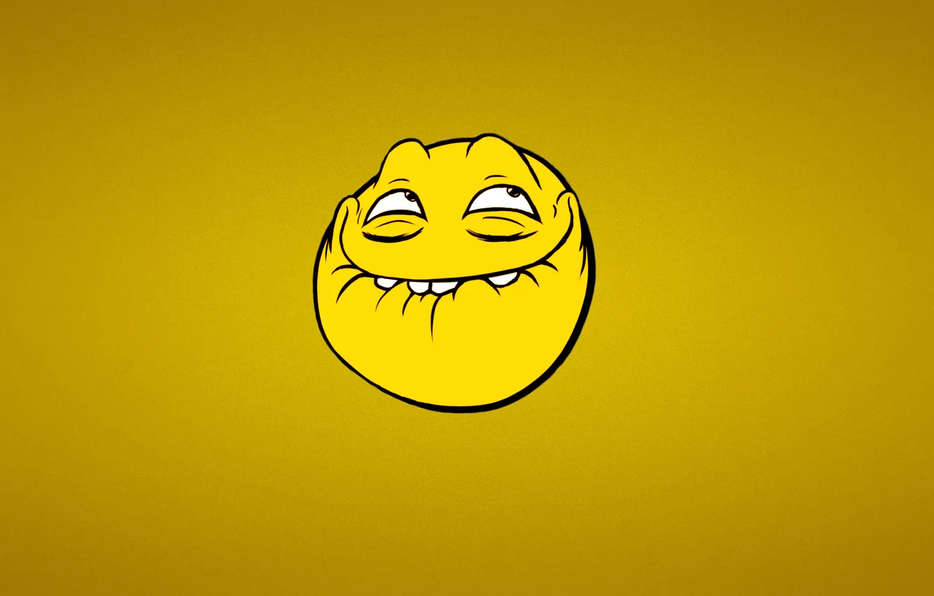 Photo wallpaper yellow, minimalism, smile, Trollface, trollface, The face of a Troll