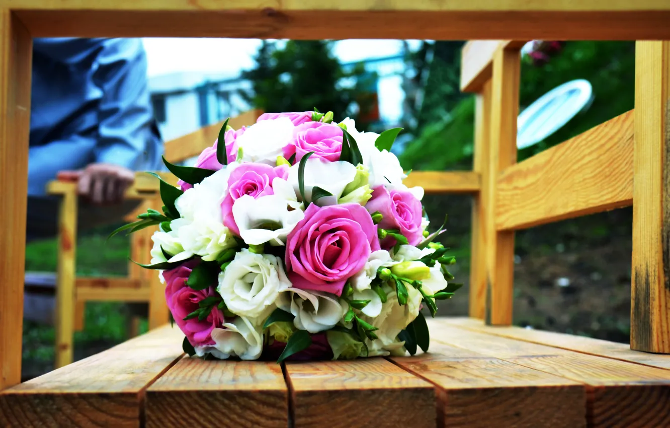 Photo wallpaper flowers, roses, wedding, wedding bouquet