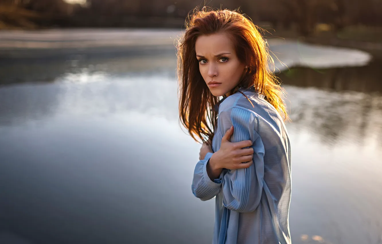 Photo wallpaper cold, look, the sun, shirt, George Chernyadev, The cold spring